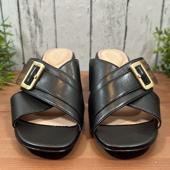 NWOT Rockport Alaina Buckle Total Motion Leather Slide Sandals Size 6.5 - Picture 6 of 11